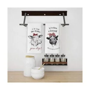 Seliem Divertida toalla de cocina de vaca de granja_4