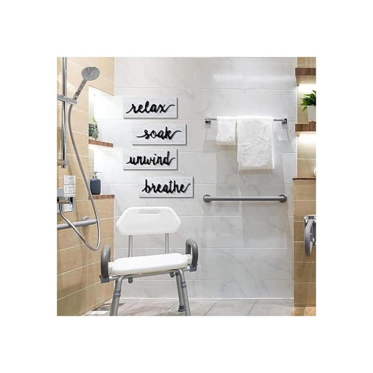 4 piezas de arte de pared de baño decoración de pared de_6