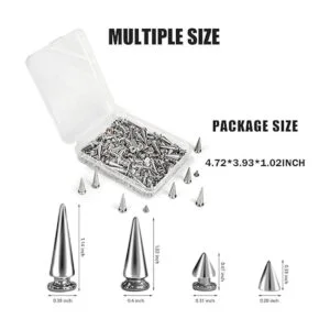 Juego de 200 puntas de cono de plata de varios tamaños con_2