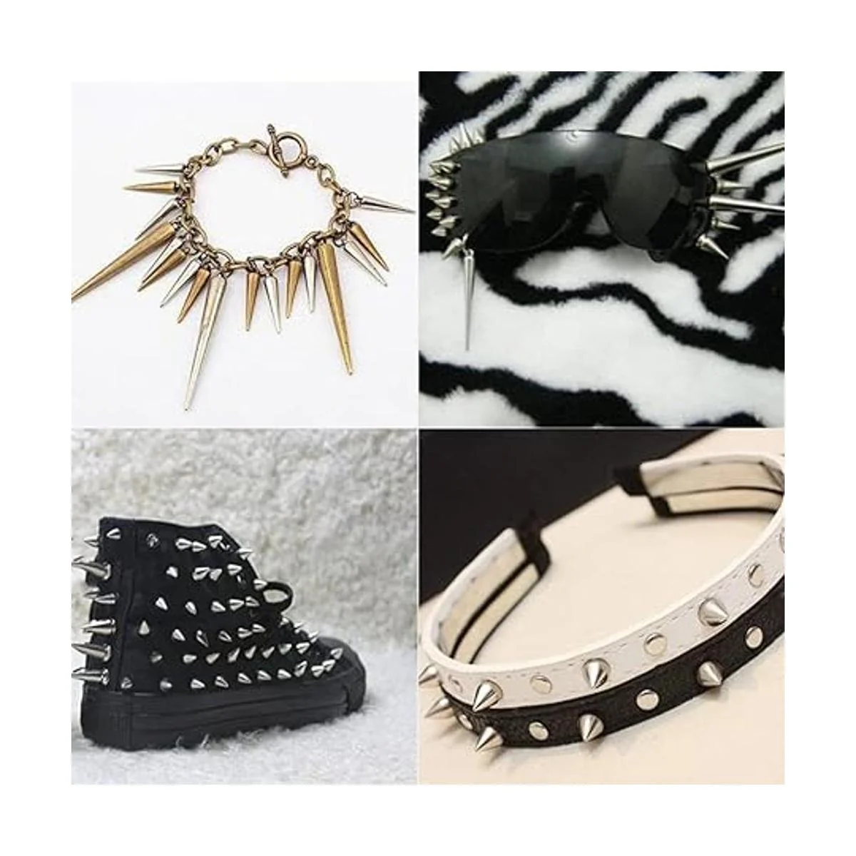 Juego de 200 puntas de cono de plata de varios tamaños con_6