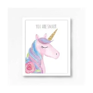 Arte de pared de unicornio en acuarela decoración de_3