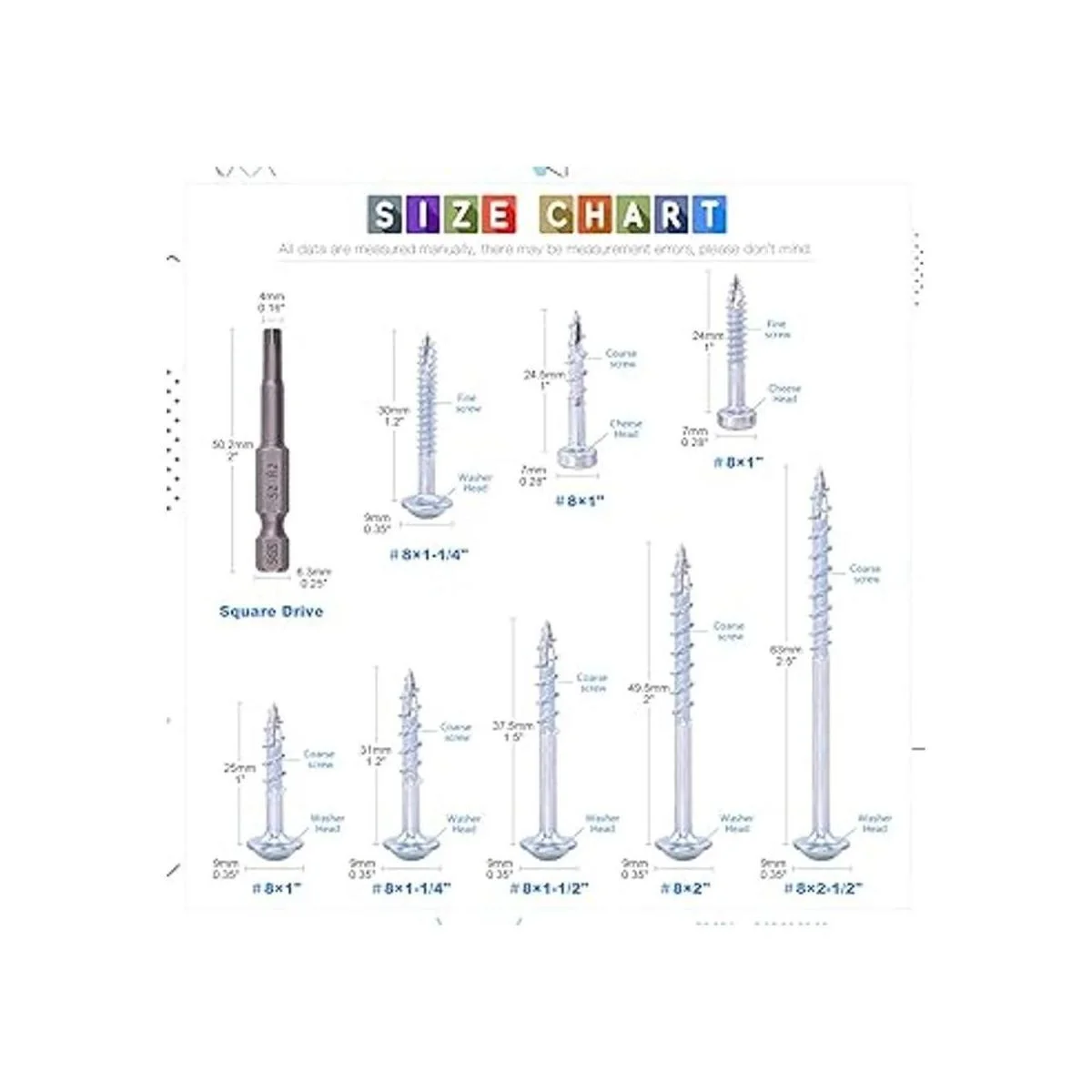 Glarks 280 tornillos de agujero de bolsillo 8 x 114_7