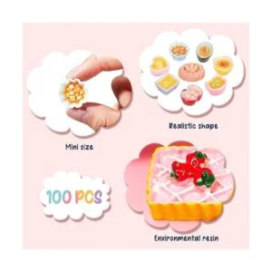 Skylety 100 piezas de alimentos en miniatura juguetes de_2