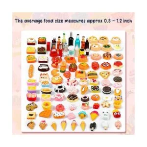 Skylety 100 piezas de alimentos en miniatura juguetes de_4