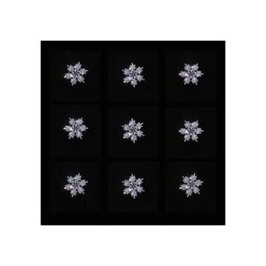 Juego de 9 brillantes copos de nieve de plata con_1