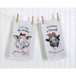 Seliem Divertida toalla de cocina de vaca de granja_6