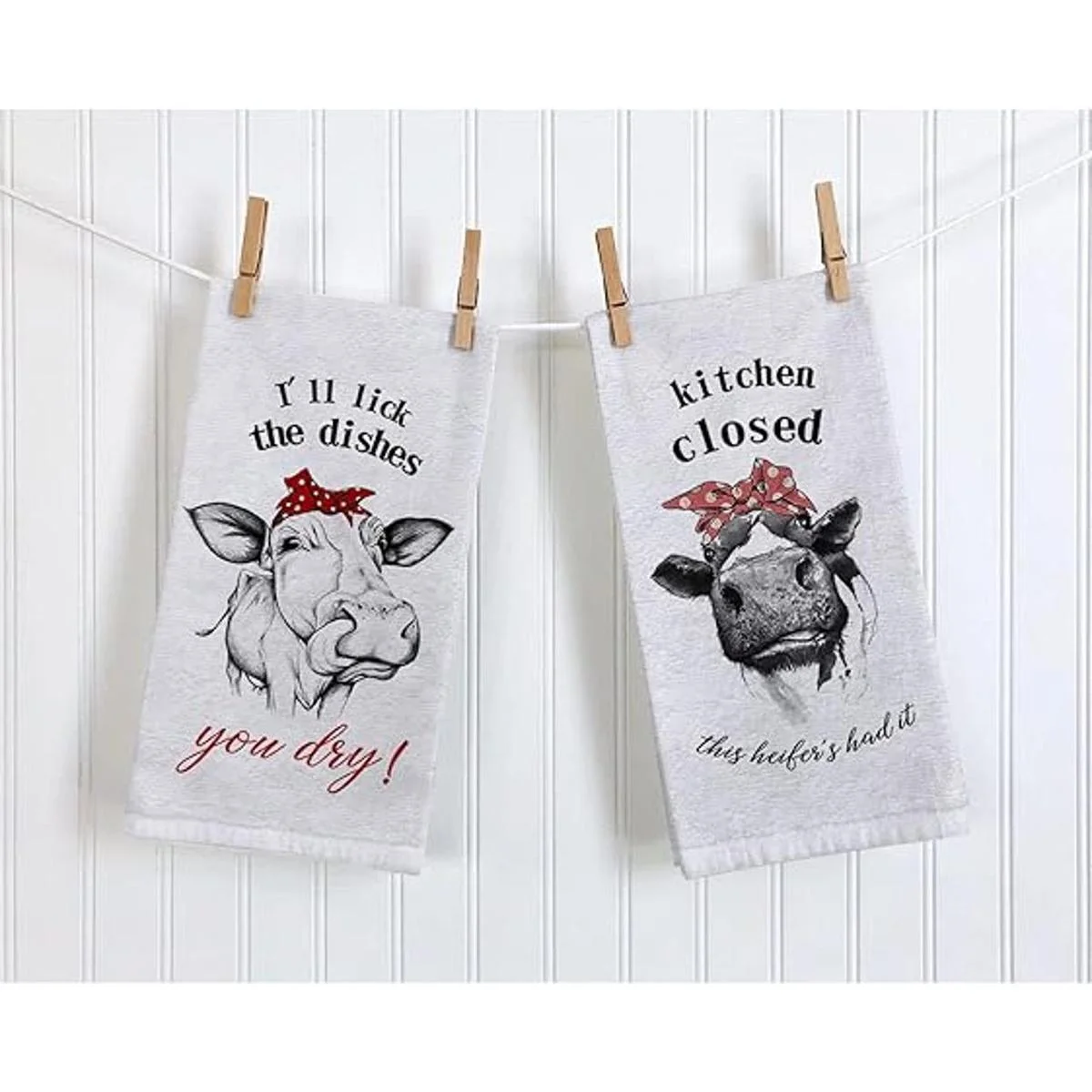 Seliem Divertida toalla de cocina de vaca de granja_6