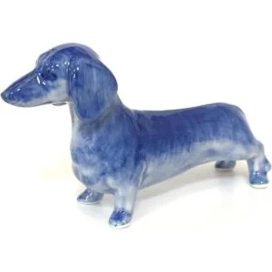 Figura de cerámica para perro salchicha casa de muñecas_4