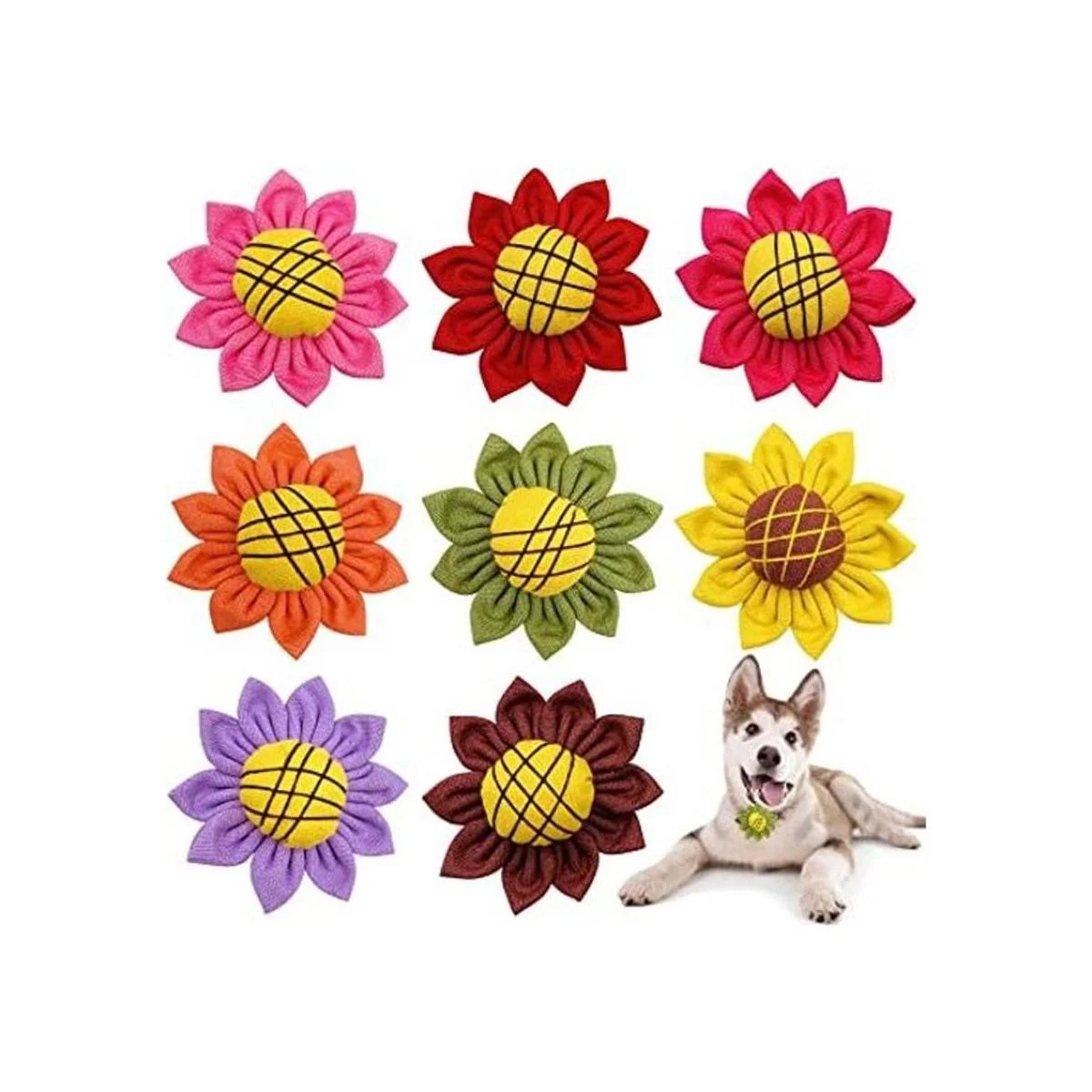 JpGdn 8 piezas de collar de perro flores lazos grandes_1
