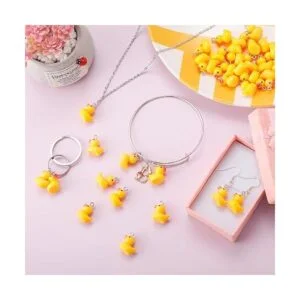 40 Piezas Pequeñas Pato Amarillo Colgantes de Resina Pato_5