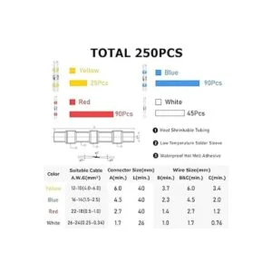 Delgada Juego de 250 conectores de tope termorretráctiles_2