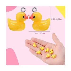 40 Piezas Pequeñas Pato Amarillo Colgantes de Resina Pato_3