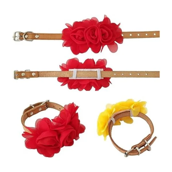 JpGdn Collar para perro 6 unidades flores rosa morado_3