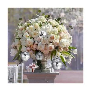 30 bolas de espejo de discoteca plateadas colgantes con_6