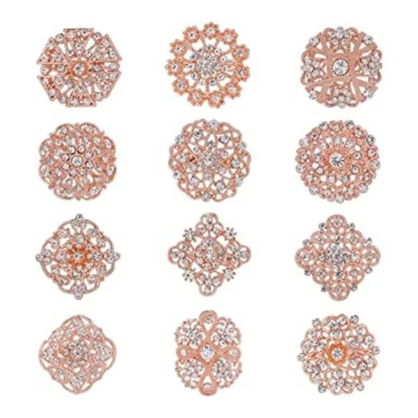 WeimanJewelry Juego de 12 broches chapados en oro rosa con_1