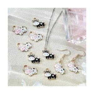 60 dijes de vaca coloridos de metal de animales para_3