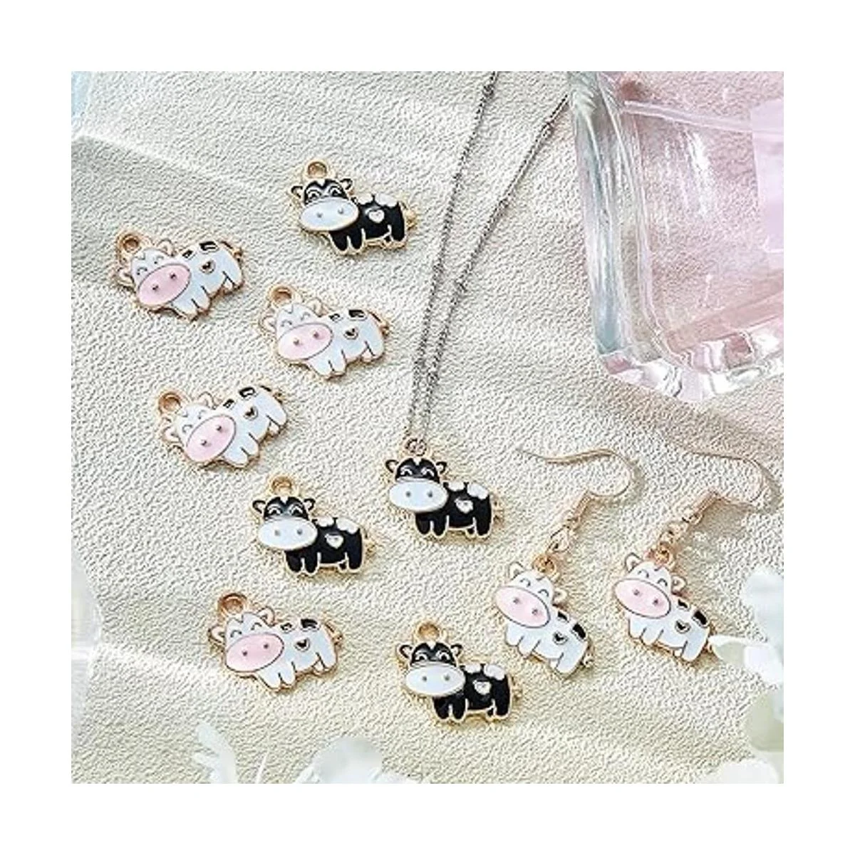 60 dijes de vaca coloridos de metal de animales para_3