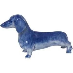 Figura de cerámica para perro salchicha casa de muñecas_1