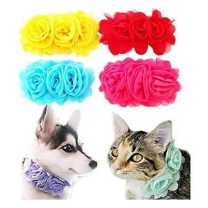 JpGdn Collar para perro 6 unidades flores rosa morado_1