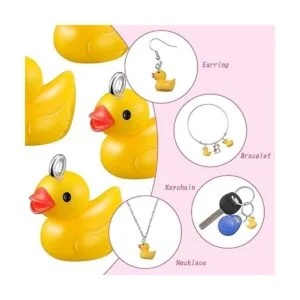 40 Piezas Pequeñas Pato Amarillo Colgantes de Resina Pato_4