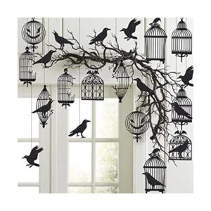 Decoraciones de jaula de cuervo negro con purpurina para_1