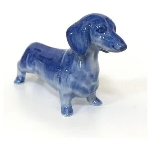 Figura de cerámica para perro salchicha casa de muñecas_3