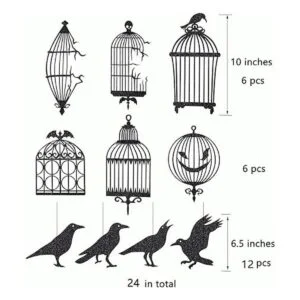 Decoraciones de jaula de cuervo negro con purpurina para_2