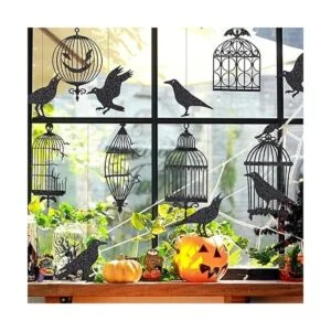 Decoraciones de jaula de cuervo negro con purpurina para_5