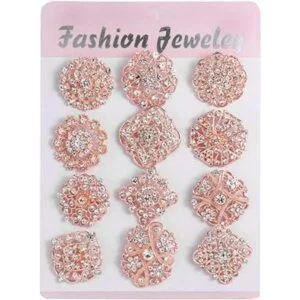 WeimanJewelry Juego de 12 broches chapados en oro rosa con_2