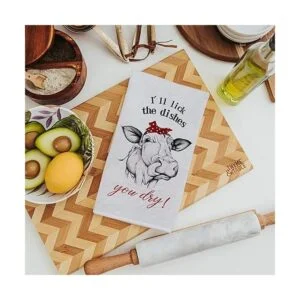Seliem Divertida toalla de cocina de vaca de granja_7