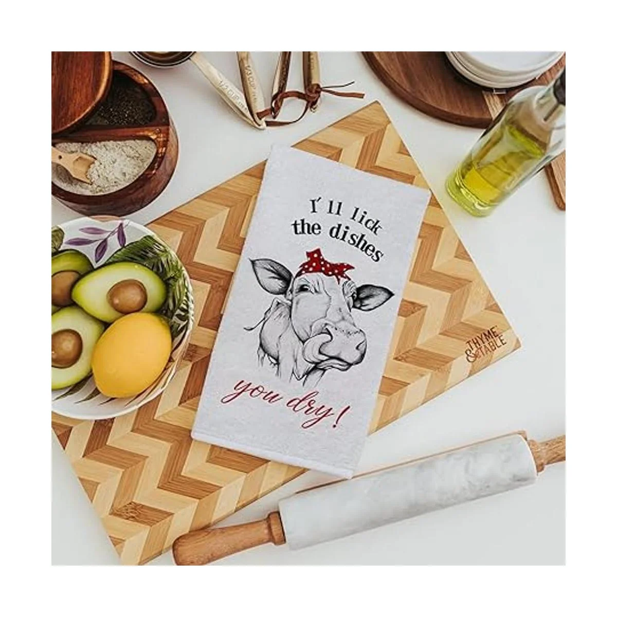 Seliem Divertida toalla de cocina de vaca de granja_7