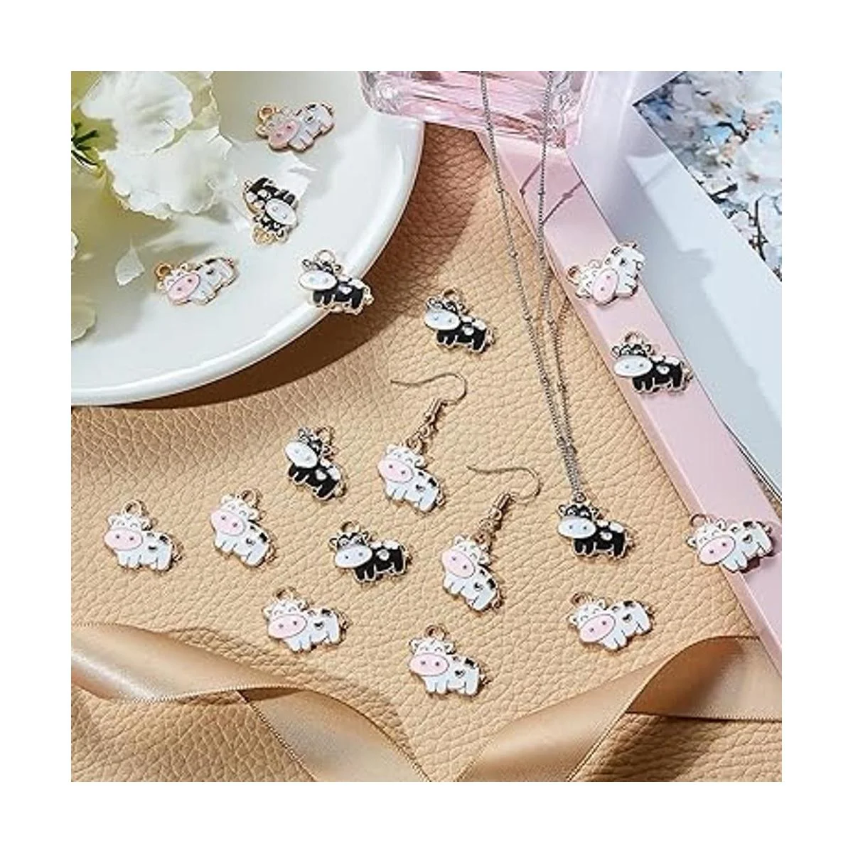 60 dijes de vaca coloridos de metal de animales para_4