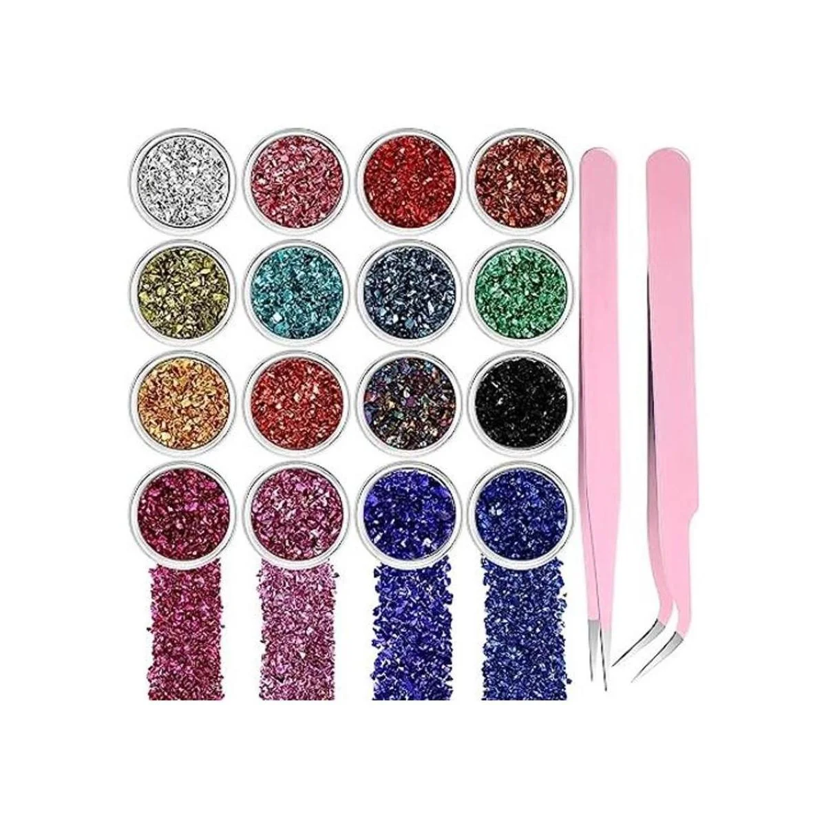 Mini chips metálicos irregulares de cristal triturado de_1