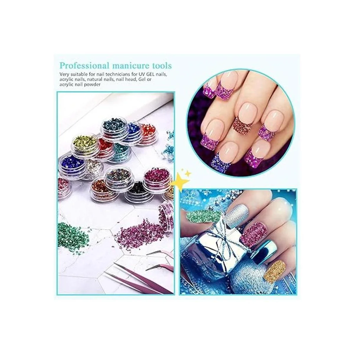 Mini chips metálicos irregulares de cristal triturado de_4