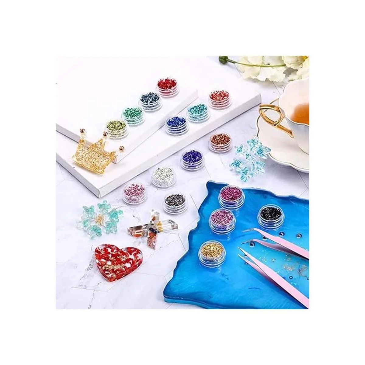 Mini chips metálicos irregulares de cristal triturado de_5