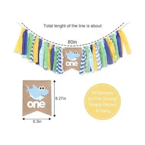 Banner de trona de tiburón para la primera fiesta de_2