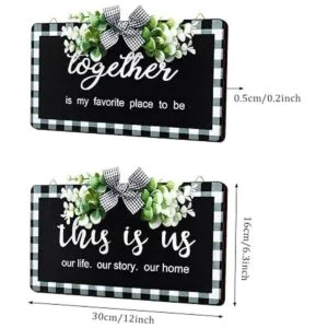 2 carteles de madera a cuadros de búfalo para decoración_2