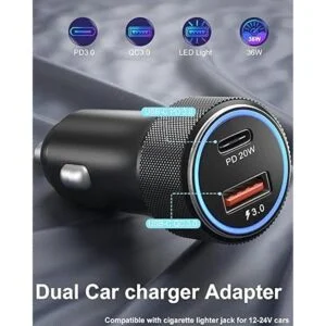 USB C Car Charger 2Pack Eversame 36W PD3.0 QC3.0 Dual_2