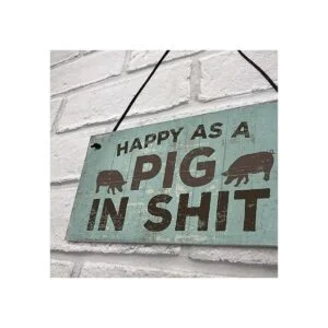 Feliz Como Un Cerdo en SHT placa para colgar en la pared_7