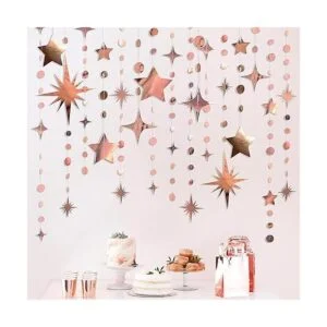 Decoración de fiesta de oro rosa guirnalda de papel con_3