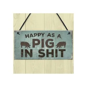 Feliz Como Un Cerdo en SHT placa para colgar en la pared_2