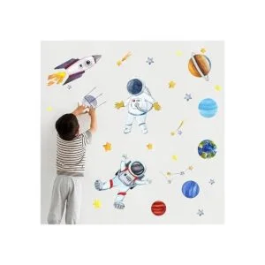 Yovkky Calcomanía de pared de astronauta espacial galaxia_4