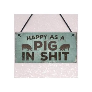 Feliz Como Un Cerdo en SHT placa para colgar en la pared_3