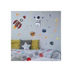 Yovkky Calcomanía de pared de astronauta espacial galaxia_6