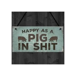 Feliz Como Un Cerdo en SHT placa para colgar en la pared_4