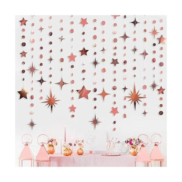 Decoración de fiesta de oro rosa guirnalda de papel con_5