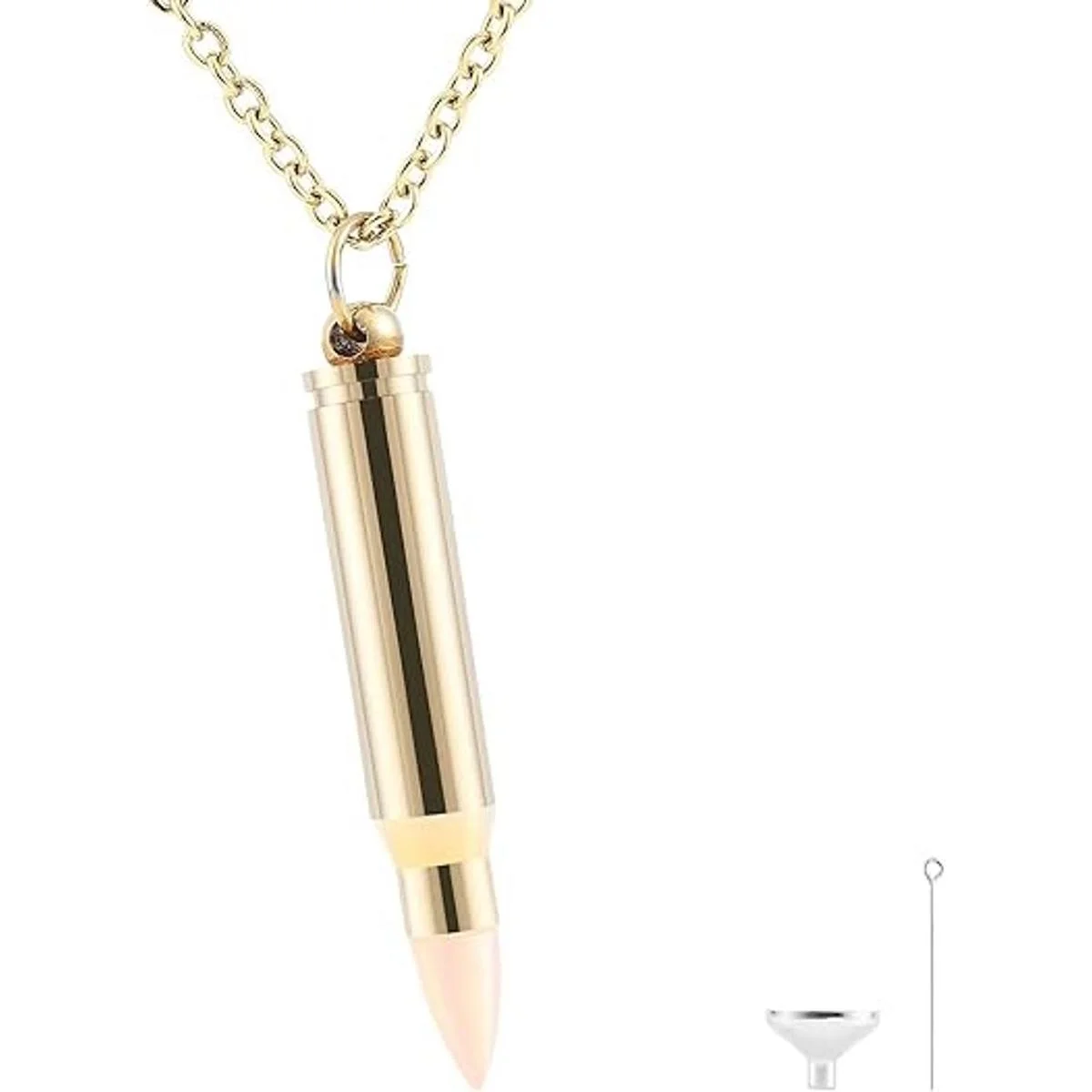 Antiguo collar de urna de cremación en forma de bala en_1