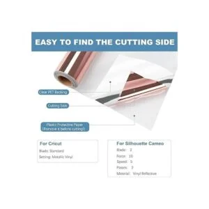 HTVRONT Vinilo cromado de oro rosa vinilo metálico de_6