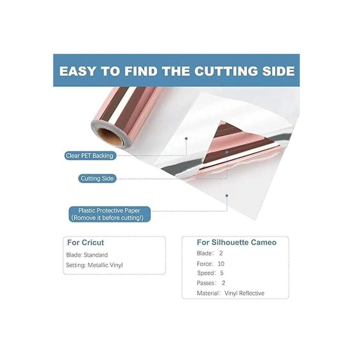 HTVRONT Vinilo cromado de oro rosa vinilo metálico de_6