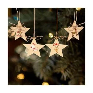 KINBOM 50 piezas de estrella de madera natural madera con_4